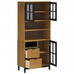 vidaXL Buffet haut et portes en verre FLAM 80x40x180cm bois massif pin