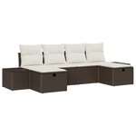 vidaXL Ensemble de canapé de jardin en 6 pièces avec coussins en poly rattan marron