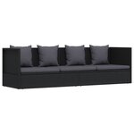 vidaXL Lit de jardin avec coussin et oreiller Résine tressée Noir
