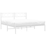 vidaXL Cadre de lit métal sans matelas et tête de lit blanc 135x190 cm