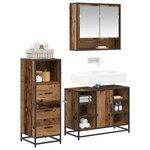 vidaXL Ensemble de mobilier de salle de bain 3 Pièces Bois Ancien