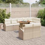 vidaXL Ensemble de canapé de jardin avec coussin 9 Pièces beige et crème