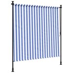 vidaXL Store roulant d'extérieur bleu et blanc 200x270 cm tissu acier