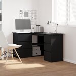 Bureau d'angle noir en chêne vidaXL  145x100x76 cm  fait de bois d'ingénierie