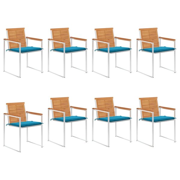 vidaXL Chaises de jardin 8 Pièces avec coussins Bois d'acacia solide