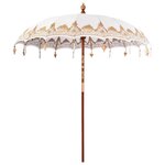 vidaXL Parasol Autre Crème x 250 cm Coton et bois massif