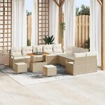 vidaXL Ensemble de canapé de jardin avec coussin 13 Pièces Beige et crème