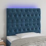 vidaXL Tête de lit à LED Bleu foncé 100x7x118/128 cm Velours