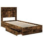 vidaXL Lit de Rangement Chêne fumé 75 x 190 cm Bois d'ingénierie