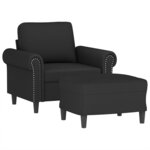 vidaXL Fauteuil avec repose-pied Noir 60 cm Velours