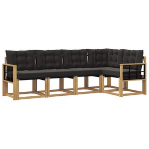 vidaXL Ensemble de canapés d'extérieur 5 pc Blanc et noir
