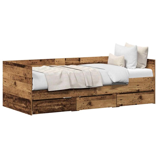 vidaXL Lit d'appoint Bois Ancien 90 x 200 cm Bois d'ingénierie