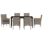 vidaXL Ensemble de salle à manger pour jardin 7 Pièces Gris Poly rotin