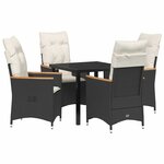 vidaXL Ensemble de salle à manger pour jardin 5 Pièces Noir Poly rotin