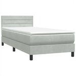 vidaXL Sommier à lattes de lit et matelas et LED gris clair 90x220 cm velours