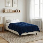 vidaXL Duvet d'hiver Matelassé Bleu foncé 140 x 220 cm Microfibre