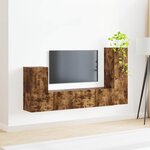 vidaXL Ensemble meuble TV 3 Pièces Chêne fumé Bois d'ingénierie