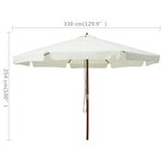 vidaXL Parasol d'extérieur avec mât en bois 330 cm blanc sable