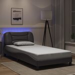 vidaXL Cadre de lit avec lumières LED gris 100x200 cm similicuir