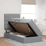 vidaXL Lit avec rangement et matelas Gris clair 90 x 190 cm Polyester