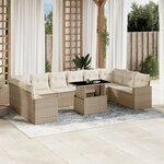 vidaXL Salon de jardin 11 Pièces avec coussins beige résine tressée