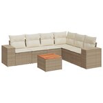 vidaXL Salon de jardin avec coussins 7 Pièces beige résine tressée