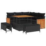 vidaXL Ensemble de canapé de jardin avec coussin 9 Pièces Noir polyrotin