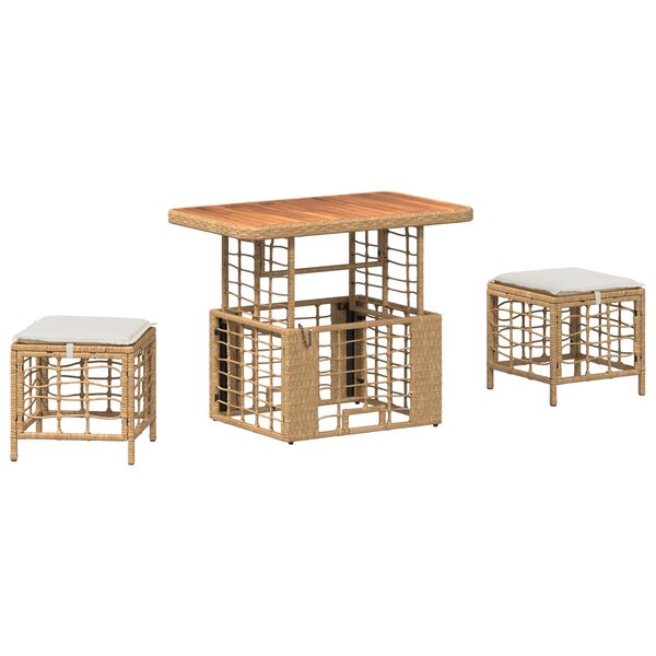vidaXL Ensemble de salle à manger pour jardin 3 Pièces Nature et Blanc