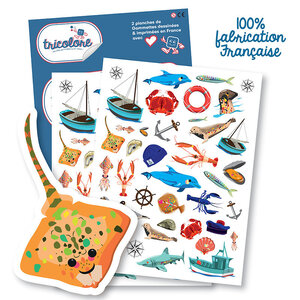 Gommettes - Mer - Poisson - Bateau - 70 pièces