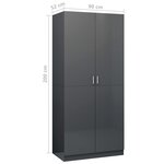 vidaXL Garde-robe Gris brillant 90x52x200 cm Bois d’ingénierie