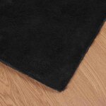 vidaXL Tapis en Fourrure Synthétique de Lapin Noir 160 x 160 cm