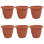 vidaXL Pot à fleurs rond 6 Pièces Rouge brique Ø 26 x 21 5 cm Plastique