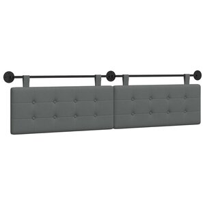 vidaXL Tête de lit suspendue Gris foncé tissu