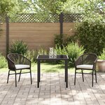 vidaXL Set de Jardin de Salle à Manger de 3 Pièces Marron Poly Rattan