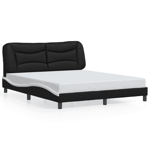 vidaXL Cadre de lit sans matelas noir et blanc 160x200 cm similicuir