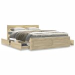 vidaXL Cadre de lit et tête de lit sans matelas chêne sonoma 135x190cm