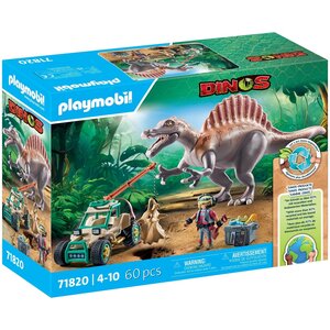 PLAYMOBIL 71820 - Spinosaure  chercheur et véhicule à grue pivotante