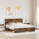 vidaXL Cadre de lit Chêne fumé 200 x 200 cm Bois de pin massif