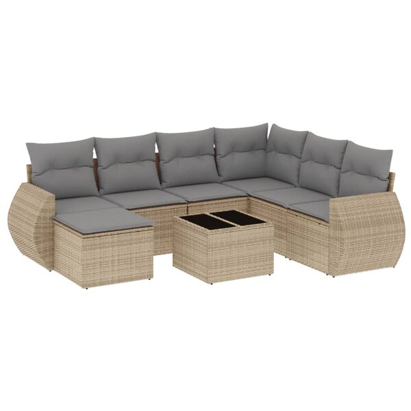vidaXL Salon de jardin avec coussins 8 Pièces beige résine tressée