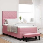 vidaXL Lit à ressorts avec matelas Rose 90 x 190 cm Velours