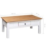 vidaXL Table basse Blanc 100x60x45 cm Pin massif Assortiment Panama