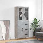 vidaXL Buffet haut Gris béton 69 5x34x180 cm Bois d'ingénierie