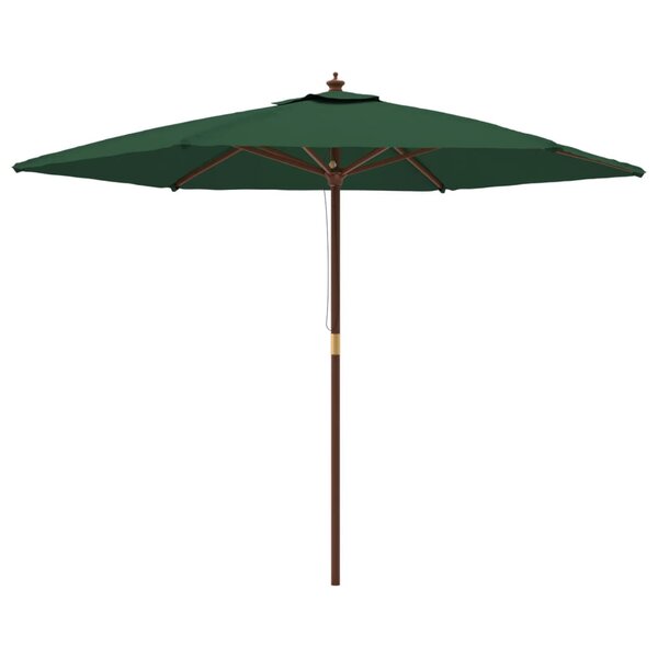 vidaXL Parasol de jardin avec mât en bois vert 299x240 cm