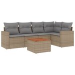 vidaXL Salon de jardin avec coussins 6 Pièces beige résine tressée