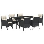 vidaXL Set de salle à manger de jardin de 7 pièces avec coussins en poly rattan noir