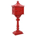 vidaXL Boîte aux Lettres Debout avec porte Rouge 42 5 x 29 5 x 117 cm