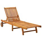 vidaXL Chaise longue de jardin avec coussin Bois d'acacia solide