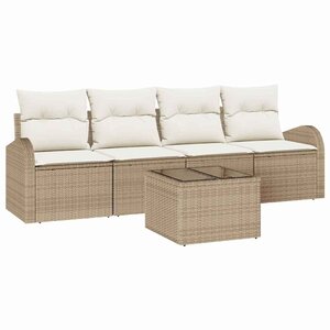 vidaXL Ensemble de canapé de jardin Beige 55 x 55 x 37 cm polyrotin