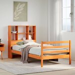 vidaXL Lit bibliothèque sans matelas cire marron 75x190 cm bois massif