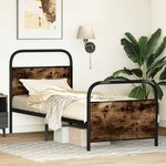 vidaXL Cadre de lit sans matelas chêne fumé 75x190cm bois d'ingénierie